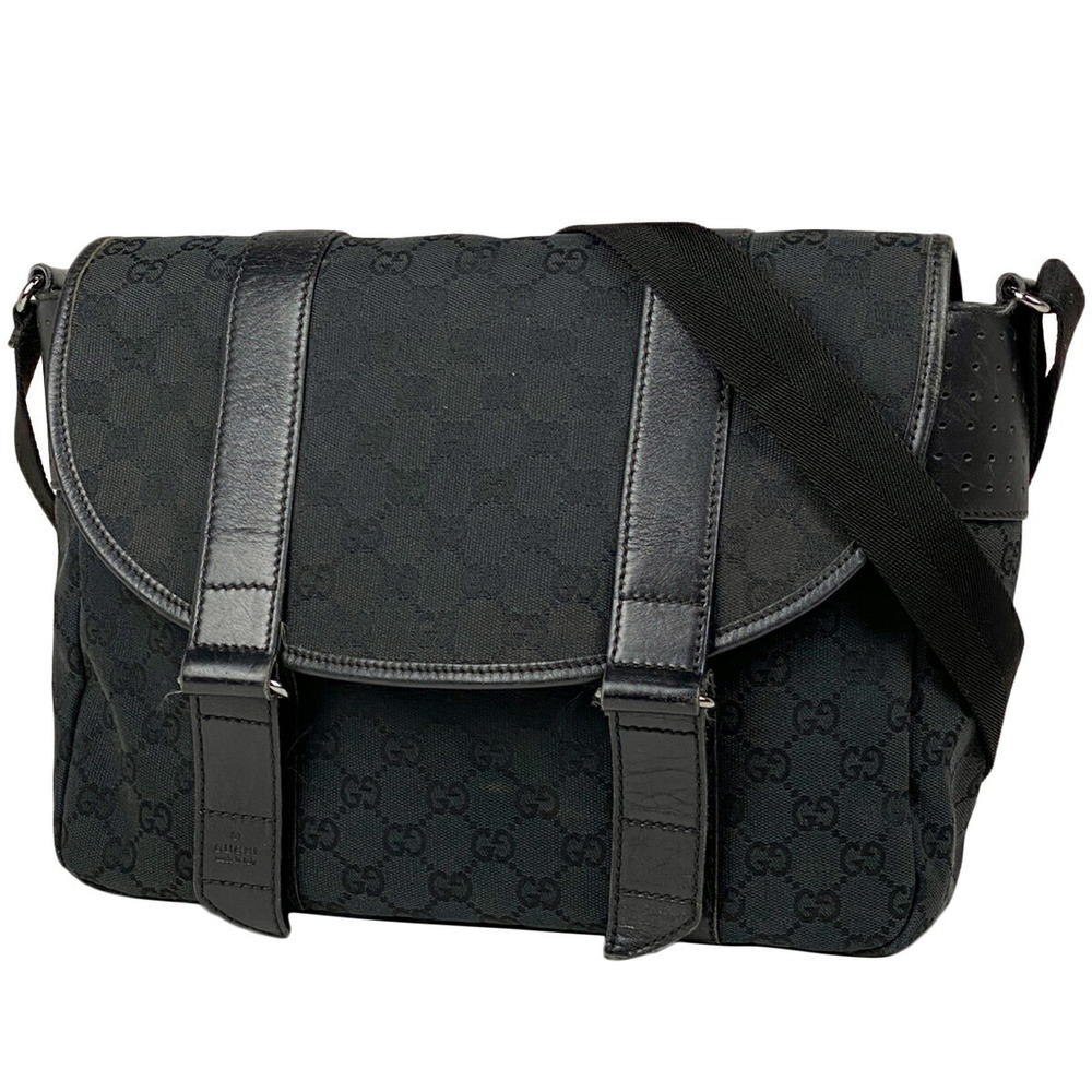 Gucci GG Pattern Shoulder Bag Messenger Black